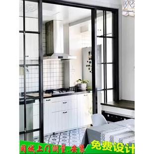 2025新款极窄三联动推拉门 厨房钢化玻璃移门 静音防爆包安装定制