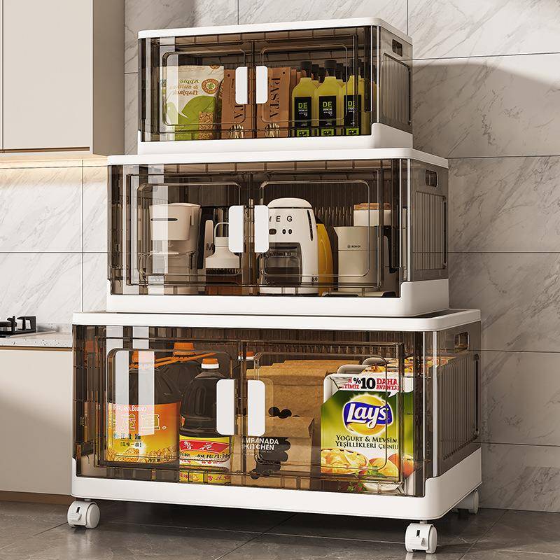 50-60宽透明折叠收纳柜双开门免安装储物箱塑料玩具收纳箱整理箱