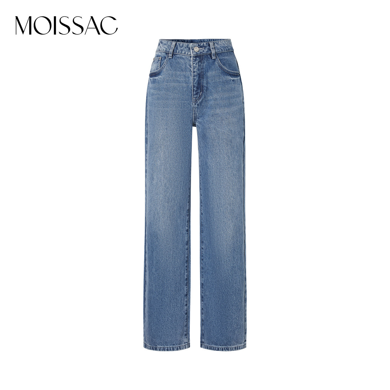MOISSAC摩萨克奥莱2024秋季复古牛仔水洗蓝通勤高级阔腿裤,女装/女士精品,牛仔裤,淘宝优惠券,粉丝福利购,淘宝优惠卷