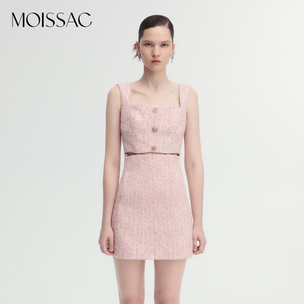 商场同款 摩萨克冬小香风绣珠片无袖可拆卸钉珠连衣裙女,女装/女士精品,连衣裙,淘宝优惠券,粉丝福利购,淘宝优惠卷