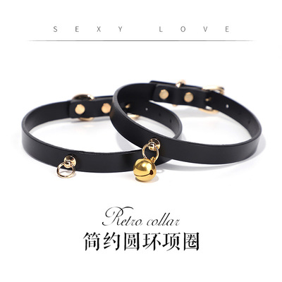 简约双层牛皮颈环带链女m项圈