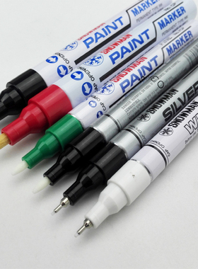 雪人SNOWMAN工业环保油漆笔极细EFCP防水耐晒耐高温环保记号笔金色银补漆笔电子工厂无铅低氯打点笔0.5-1.5MM