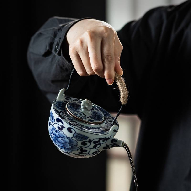 拾念青花瓷缠枝莲提梁壶 陶瓷家用茶壶茶具泡茶壶大号单壶茶水壶