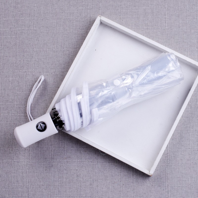 全自动透明折叠雨伞网红伞三折自开收伞女学生小清新塑料雨伞加厚