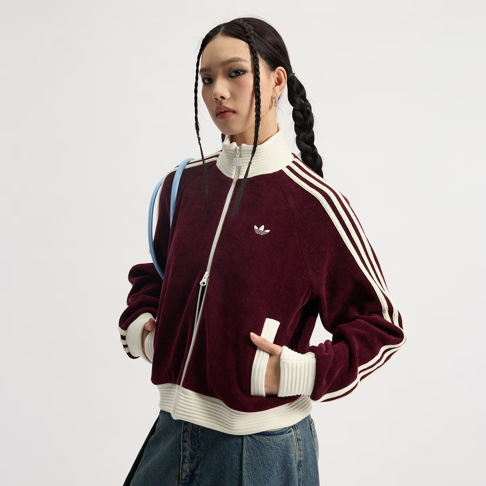 adidas阿迪达斯三叶草女子VELOUR KNIT TT运动夹克外套KS0400