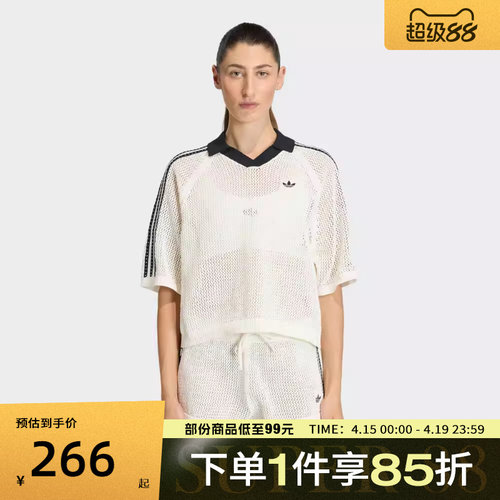 adidas阿迪达斯三叶草女子CROCHET 运动休闲短袖T恤KC6490