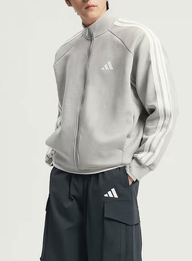 adidas阿迪达斯男子三条纹薄款运动休闲健身立领夹克外套KC2848
