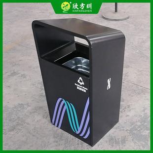 户外公园广场UV打印图标加厚喷塑烤漆创意不锈钢垃圾桶回收箱单筒