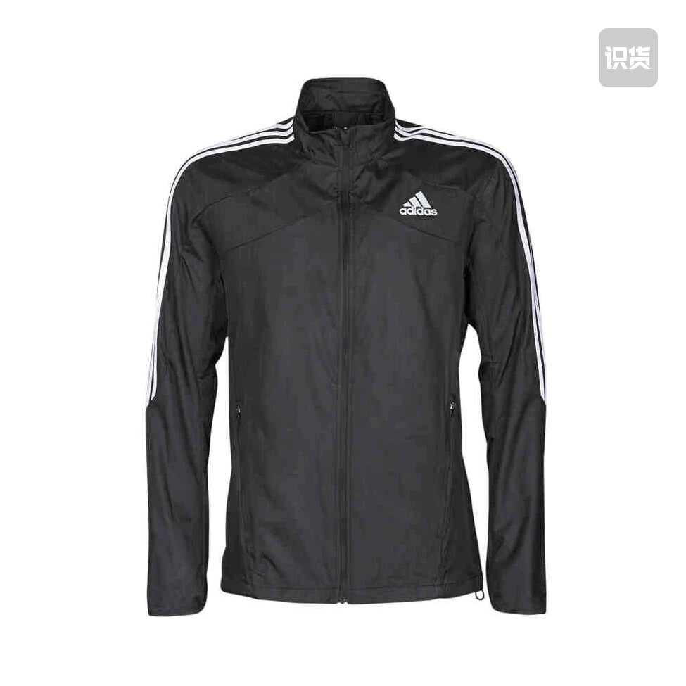 adidas 跑步训练防风梭织速干反光三条纹立领夹克GM1410湖北WDL仓