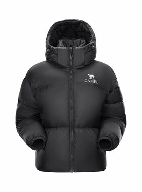 骆驼黑钻3.0短款羽绒服男女同款黑色724CA6B601阜阳ls仓