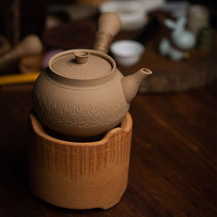 炭炉电陶炉煮茶壶 手工跳盖卡盖粗陶侧把壶 提梁壶砂铫壶功夫茶具