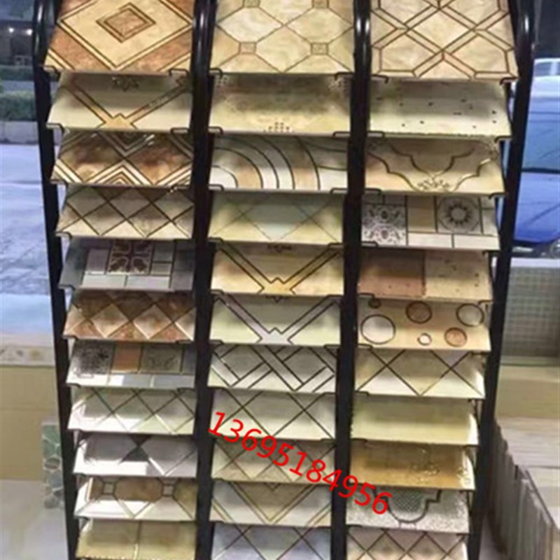 集成吊顶板铝扣板展示架300*600陶瓷展架金属黑色双排瓷片架现货
