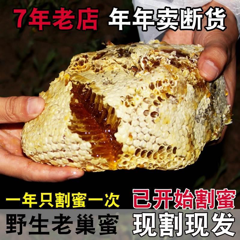 蜂巢蜜嚼着吃蜂蜜纯正天然老巢蜜农家秦岭土蜂蜜自产蜂巢蜂窝