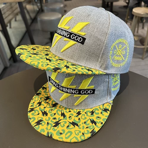 闪电灰帽子男款春秋大头围平沿帽