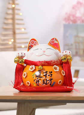 国潮宫廷招财猫小摆件店铺前台开业礼品陶瓷创意客厅装饰存钱