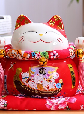 国潮宫廷招财猫店铺前台开业礼品陶瓷创意客厅装饰大号存钱