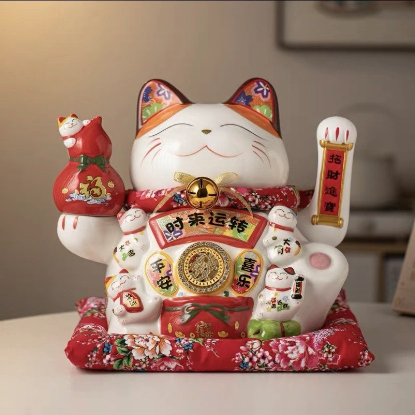 国潮宫廷陶瓷特大号摇手金招财猫摆件家居客厅店铺收银台开业礼品