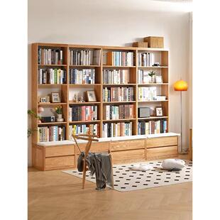 全实木墙对墙书柜集成定制展示柜存储柜甲板地板站立组合书柜书柜