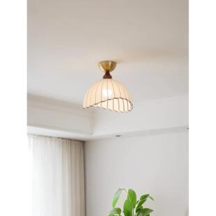 谷甸法式中古风过道阳台吸顶灯日式侘寂风布艺玄关茶室餐厅卧室灯