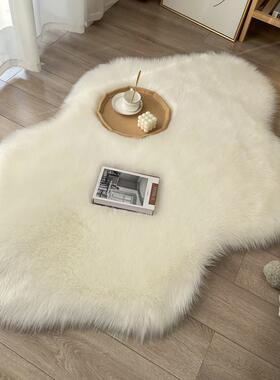 白色毛绒镜前地毯卧室床边尾地毯云朵长毛绒客厅茶几地垫飘窗垫