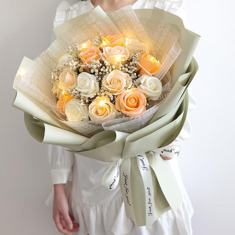 大束满天星干花玫瑰花束生日送女生毕业拍照礼物永生花送女友闺蜜