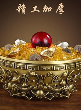 纯铜聚宝盆招财摆件加厚八卦铜缸商铺开业饰品家居摆饰黄铜聚宝盆