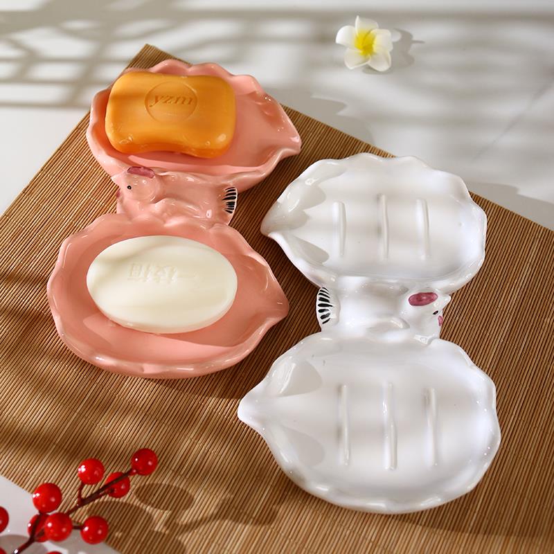 创意小鸡形状大双肥皂网格沥干陶瓷肥皂碟家用洗衣肥皂肥皂储存盒
