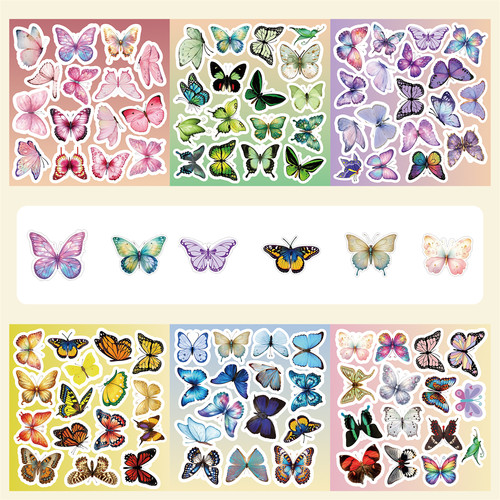 6张小红书同款ins风蝴蝶彩色贴纸
