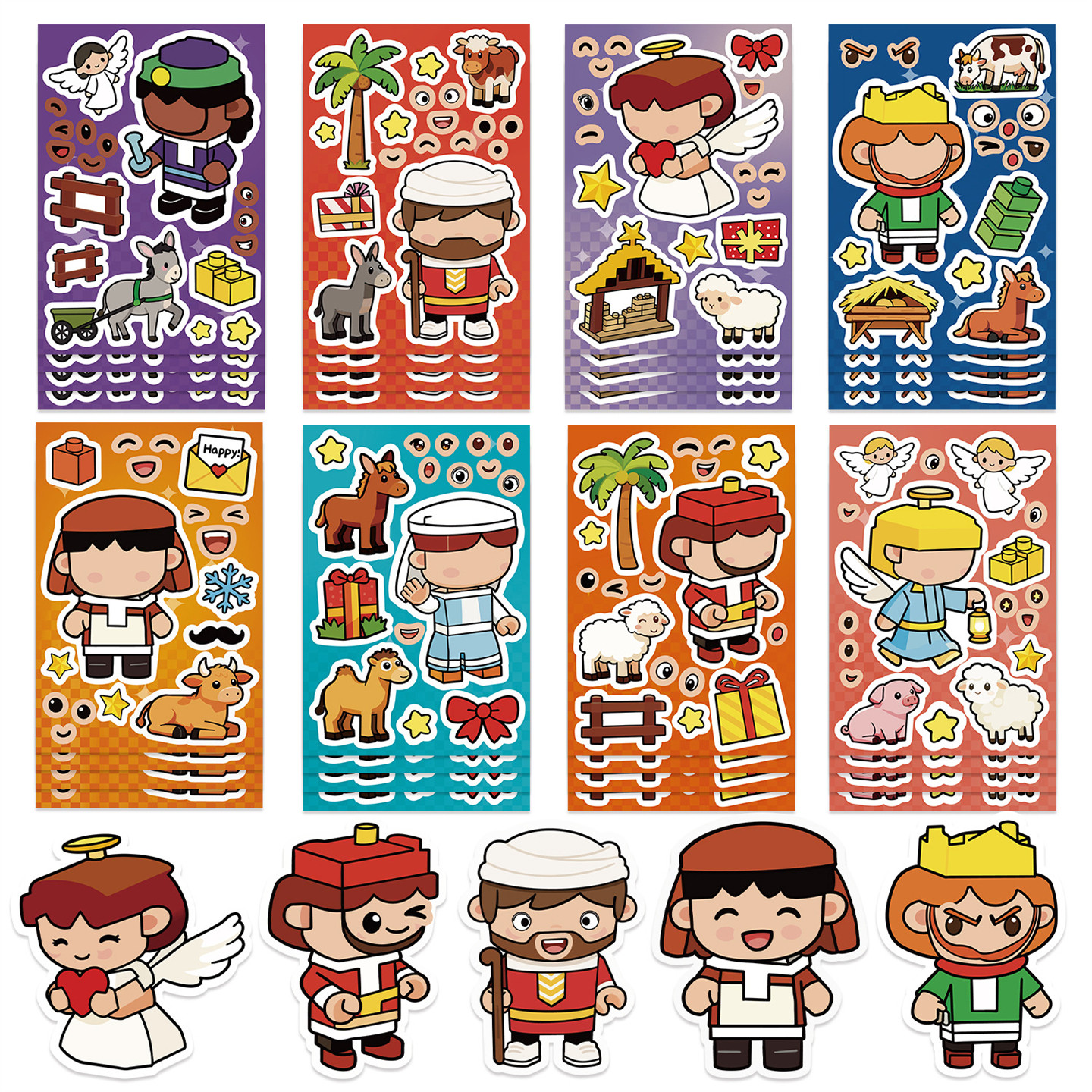 8款新款小红书推荐卡通天使积木换脸拼贴纸可爱益智动手DIY手账手机壳平板电脑笔记本水杯桌面衣柜鱼缸背景墙,文具电教/文化用品/商务用品,贴纸/立体贴纸,淘宝优惠券,粉丝福利购,淘宝优惠卷