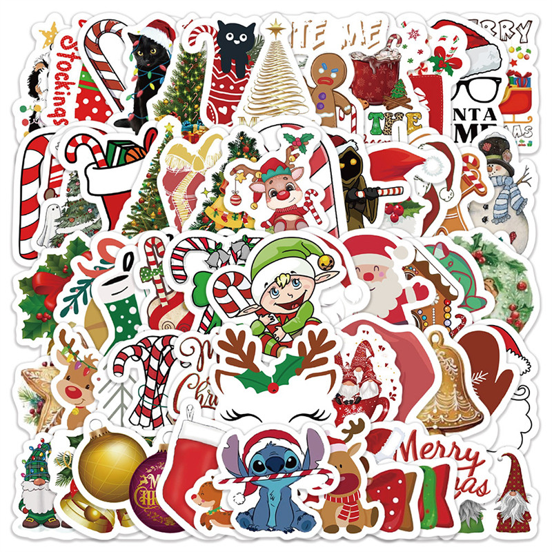 60张圣诞元素卡通图案墙面氛围涂鸦可爱贴纸装饰笔记本头盔相框手账保温杯汽车行李箱DIY柜子防水不干胶贴纸,文具电教/文化用品/商务用品,贴纸/立体贴纸,淘宝优惠券,粉丝福利购,淘宝优惠卷