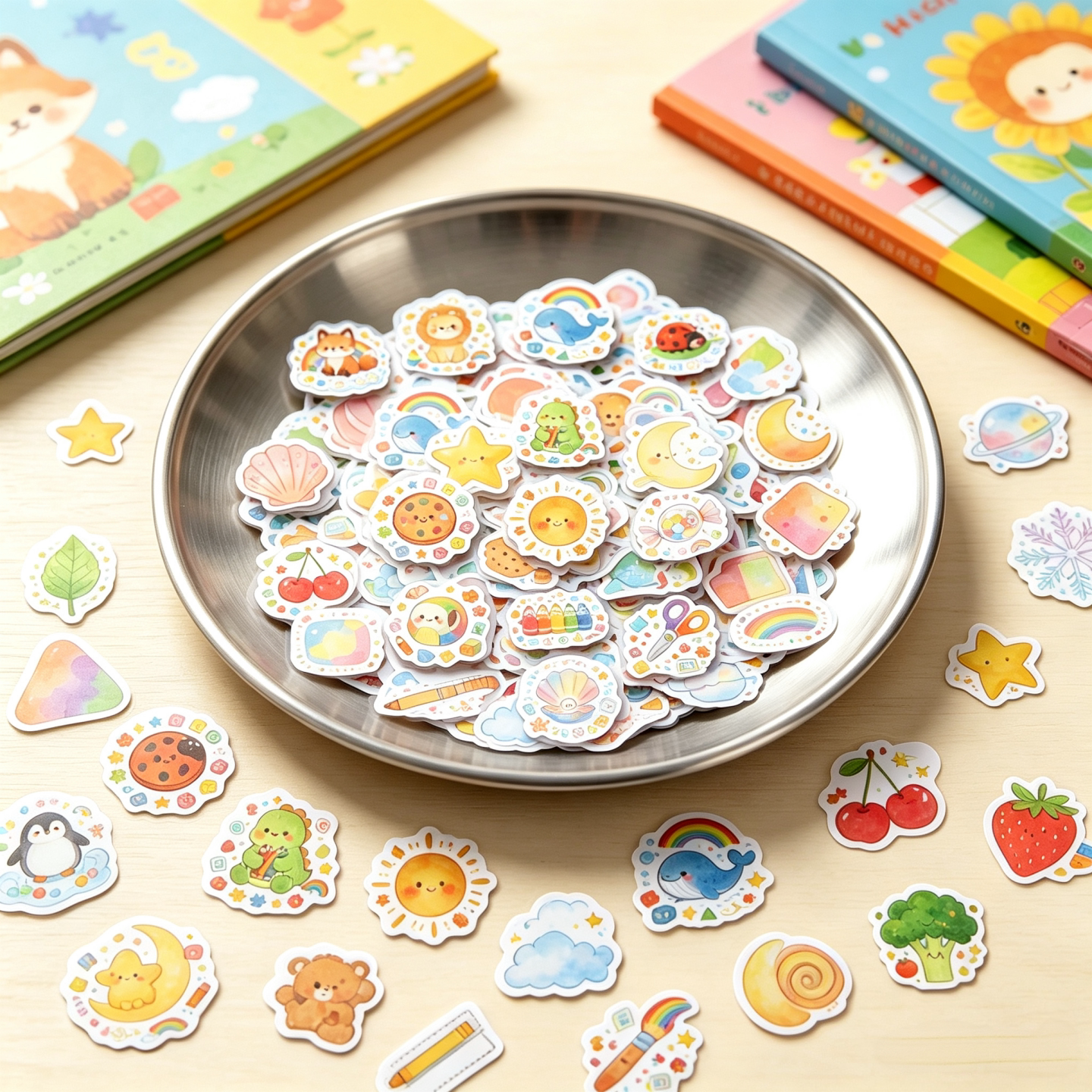50张可爱卡通涂鸦童趣文创贴纸