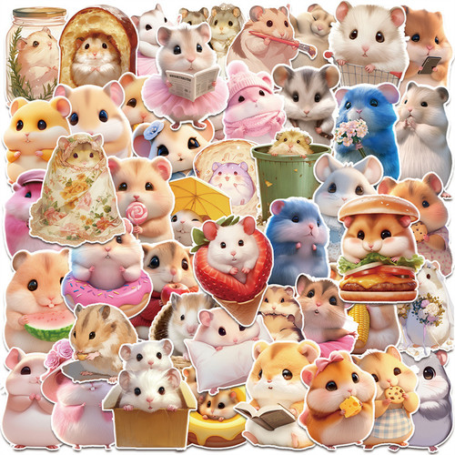 50张可爱3D小仓鼠宠物涂鸦贴纸