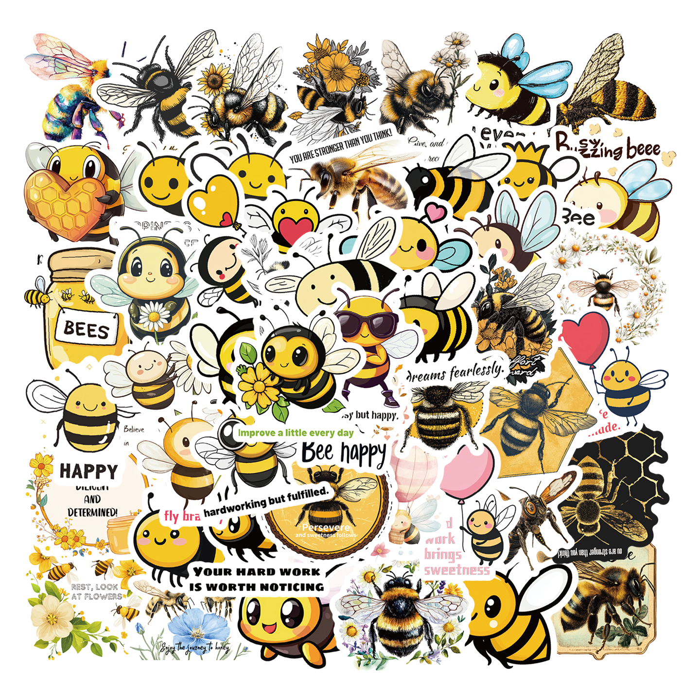 50张可爱花园蜜蜂贴纸创意昆虫小蜜蜂采蜜卡通贴画装饰手机壳笔记本背景墙鞋柜水杯平板吉他DIY橱窗防水贴画,文具电教/文化用品/商务用品,贴纸/立体贴纸,淘宝优惠券,粉丝福利购,淘宝优惠卷