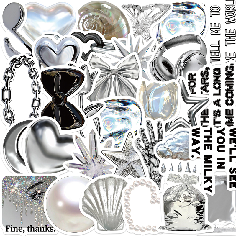 30张银色氛围系列宝石物件装饰贴