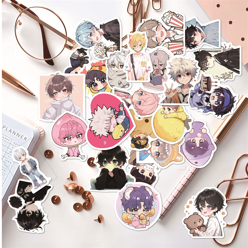 50张可爱男生Q版装饰防水贴纸