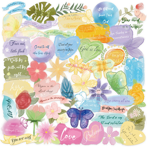 50张寂静欢喜英文励志彩色贴纸