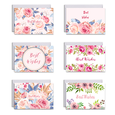 6张/套ins风花朵小动物图案贺卡