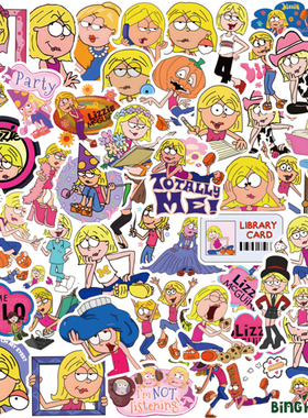 55张动画卡通Lizzie Mcguire可爱青春剧涂鸦贴纸装饰笔记本头盔书架手账水杯手机平板音响行李箱DIY防水贴纸