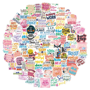 100张粉色英文励志文字正能量语录贴纸装饰笔记本冰箱相框画手账收纳盒水杯电动车iPad拉杆箱DIY鞋柜防水贴纸