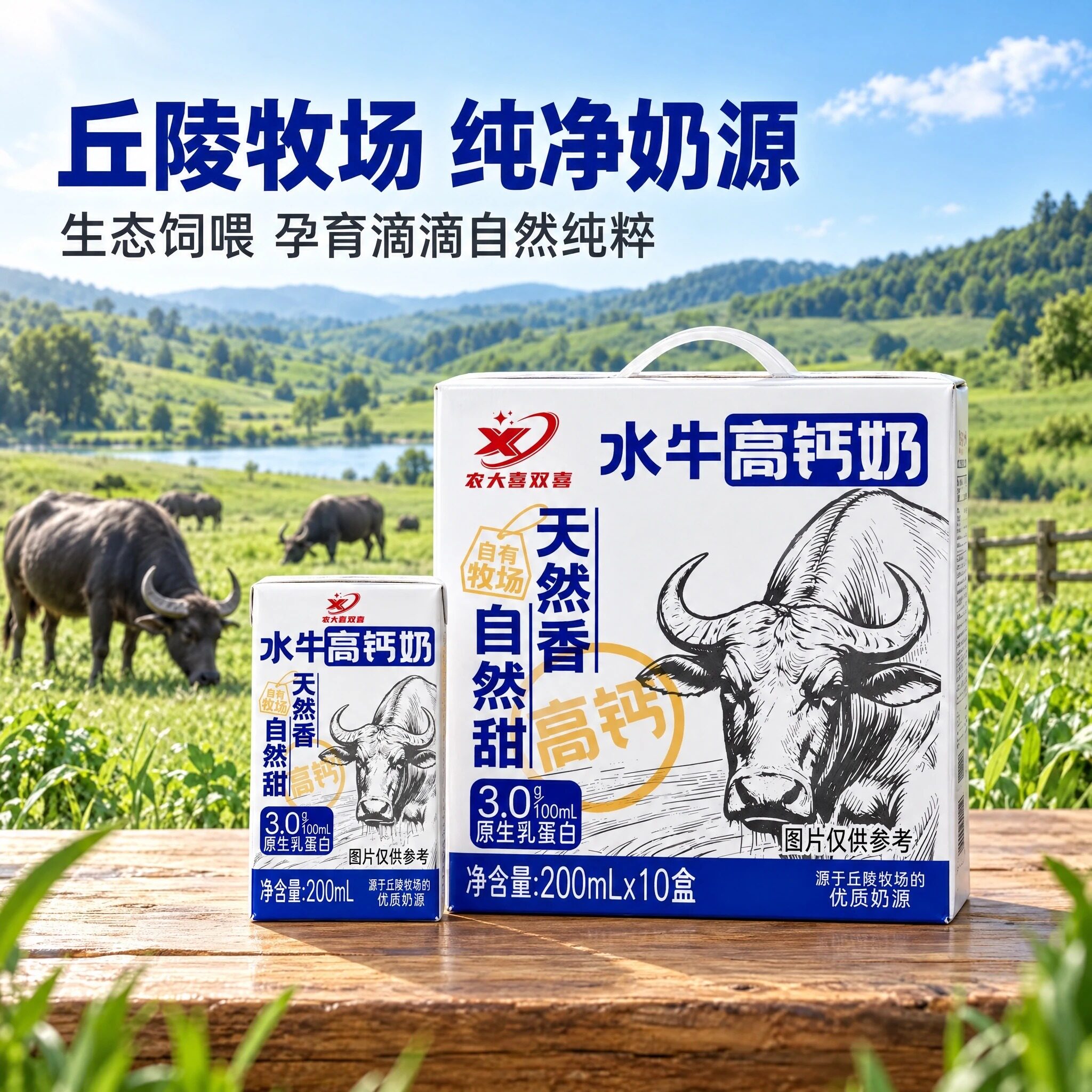广西农大喜双喜原生态乳蛋白水牛高钙奶200ml*10盒营养牛奶