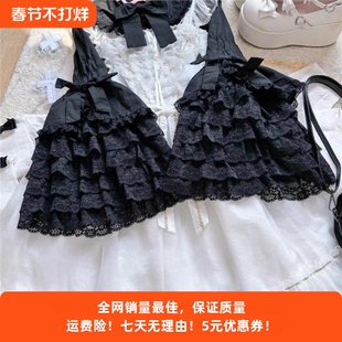 黑色蕾丝doll感原创lolita姬袖洛丽塔衬衫内搭姬袖衬衫内搭外穿