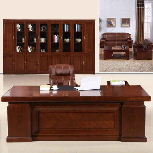实木贴皮老板桌办公家具大班台老板台主管经理办公桌椅组合总裁桌