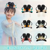 儿童汉服假发古风一体式 发包国风发髻 盘发发饰头饰女童古代古装