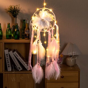 捕梦网女DIY少女心羽毛梦铃挂饰房间卧室装 饰品挂件风铃生日礼物