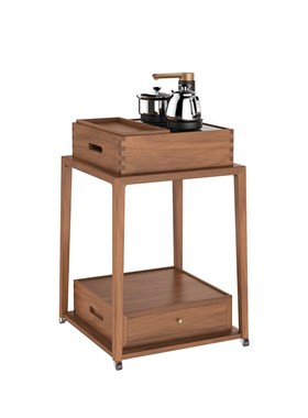 移动茶几新中式泡茶车黑胡桃木茶台桌花几烧水壶一体组合茶水柜架