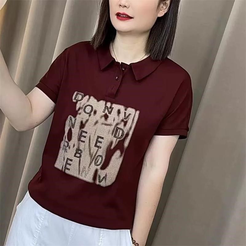 夏季2024新款宽松大码翻领中老年妈妈装百搭polo领显瘦短袖t恤衫,女装/女士精品,大码内搭,淘宝优惠券,粉丝福利购,淘宝优惠卷