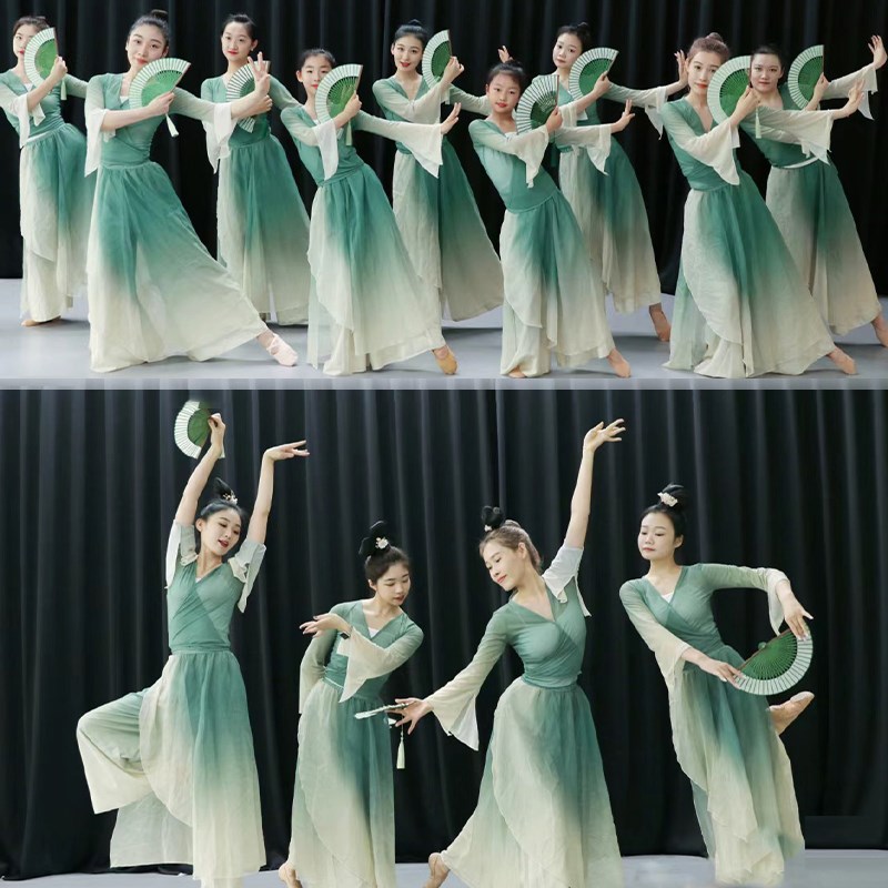 新款古典舞演出服女飘逸仙气舞蹈服套装纱衣练功服中国舞蹈表演服