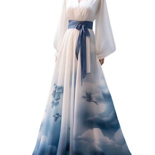 可以穿着上班的汉服仙长裙小个子新中式国风连衣裙女汉服舞蹈裙子