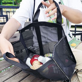 韩网眼漏水浴包沙滩洗漱兜洗澡袋收纳包特大便携折叠方便收纳百搭