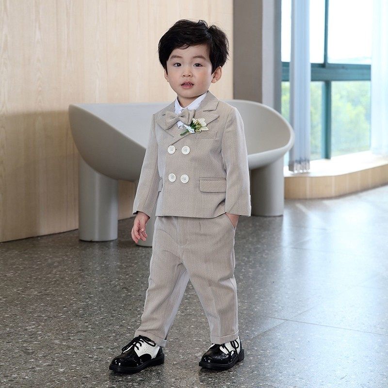 儿童西装三件套男童礼服套装花童男宝周岁生日小西服男小西装冬款